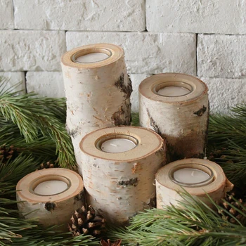 

Personality Wooden Candlestick With Candle DIY Craft Wedding Party Decoration Supplies