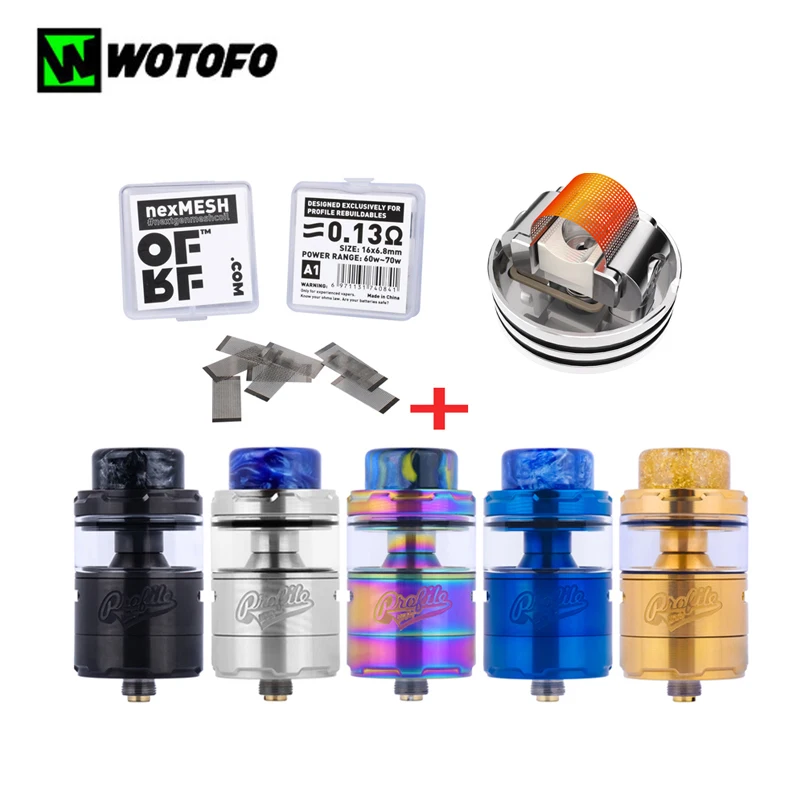 Оригинальный резервуар Wotofo Profile unit RTA 25 мм 3 мл/5 мл атомайзер с 10 испарителями Off