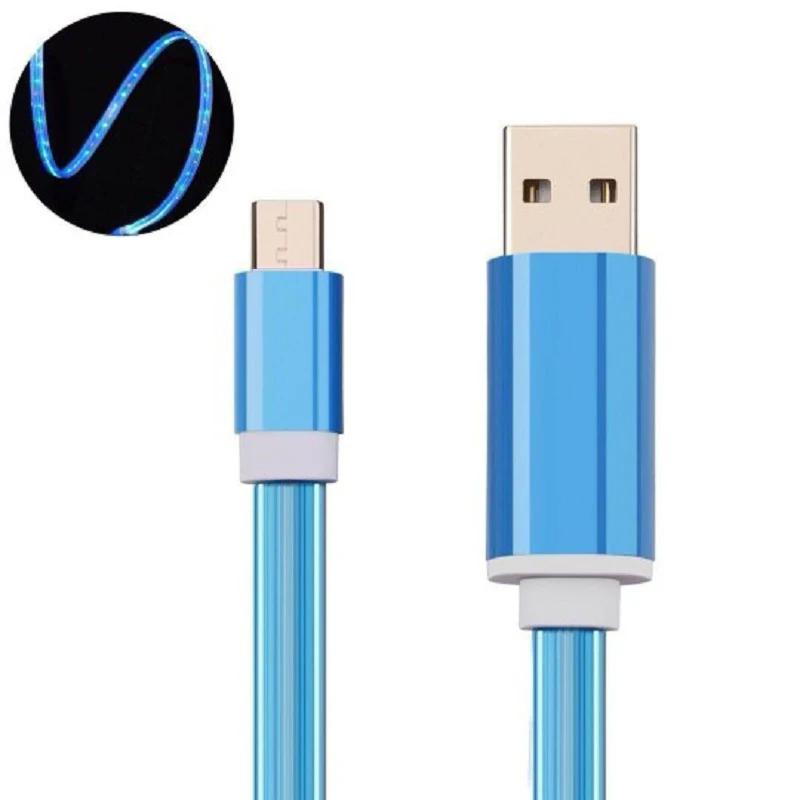 Светодиодный светящийся Магнитный зарядный кабель usb type C Micro USB C 8 Pin Зарядка для iPhone android Магнитный кабель зарядный провод шнур - Цвет: Sky Blue