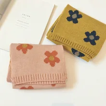 20*130 cm Cute Flower pattern Thickening Knitting wool Scarf For Children girls aged 1-8 Keep warm in autumn and winter Scarf