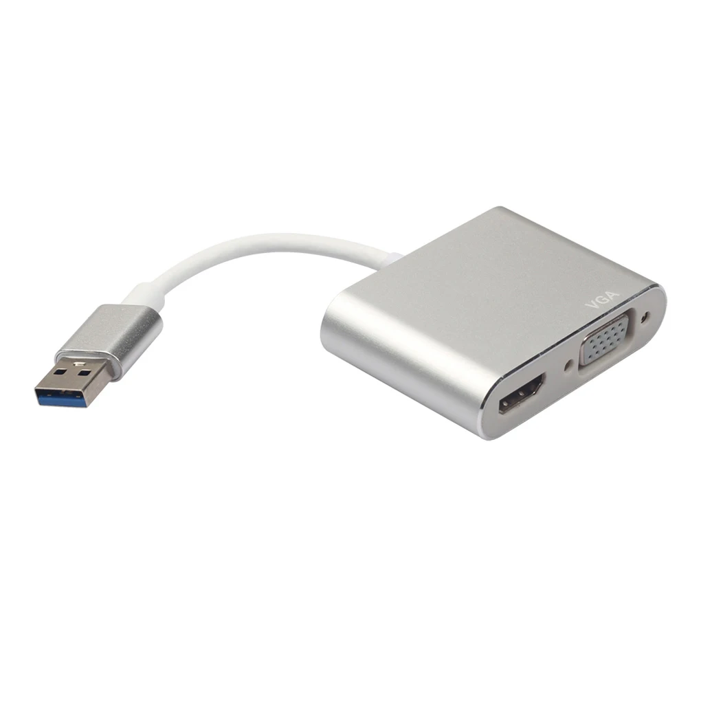 USB 3,0 2 в 1 для HDMI VGA адаптер 1920X1080 P HD Алюминий сплав ноутбук VGA аудио-видео кабель конвертер - Цвет: 1