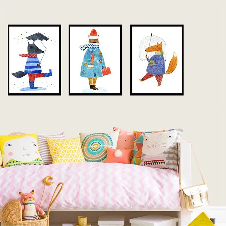 

Cartoon Animal Crocodile Fox Big Gray Wolf Children's Room Bedroom Kindergarten Hanging Painting Decorative Painting