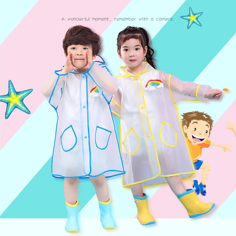 Детский прозрачный плащ с изображением животных из мультфильмов одежда для