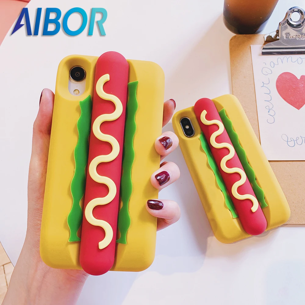 

Cute 3D sweet hot dog bread cheese greens silicone soft cover for iphone 11 pro MAX X XS MAX XR 5 5S SE 6 6S 7 8 plus phone case