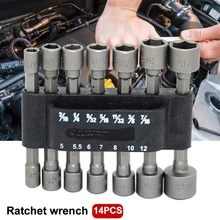 14pcs /Set Powerful Hexagon Handle Socket Wrench Screwdriver Bit For Electric Screwdriver Hand Tools