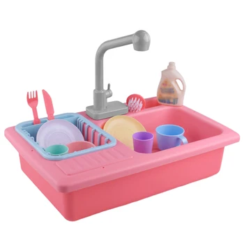 

House Play Kids Gift Kitchen Sink Toy Set Parent Child Interactive With Rotatable Faucet Non Toxic Battery Powered Pretend Game