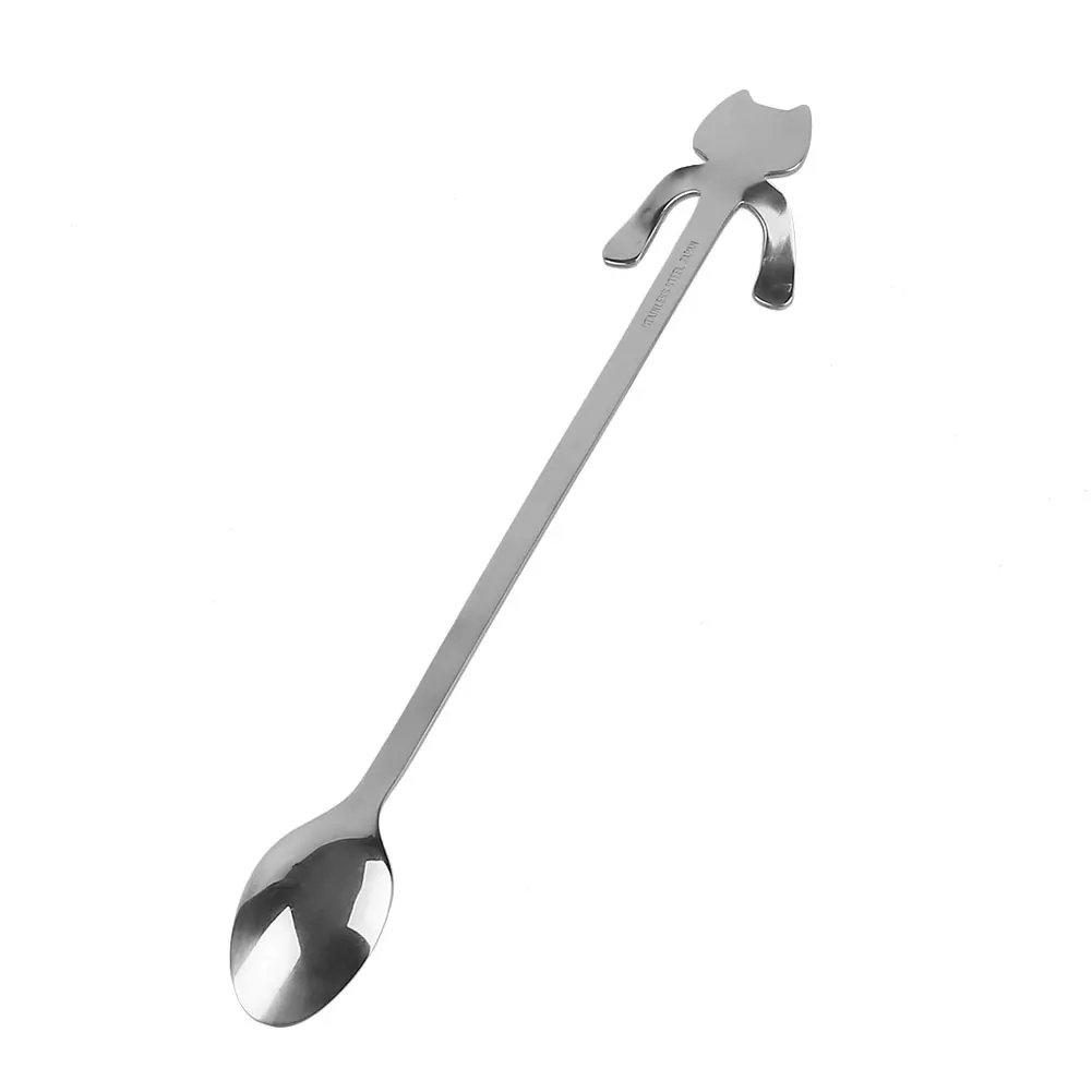 Cat Steel Coffee Soup Tea Spoon Ice Cream Cocktail Kitchen Tableware Teaspoons