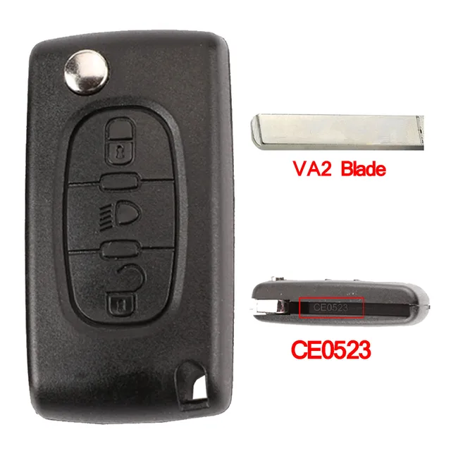 Jingyuqin Remote Flip Car Key Shell For Peugeot 206 408 1/2/3/4/5/6/807 Partner Citroen C1/2/3/4/5/6/7/8 Xsara Picasso CE0523/36 3B Lamp VA2 CE0523