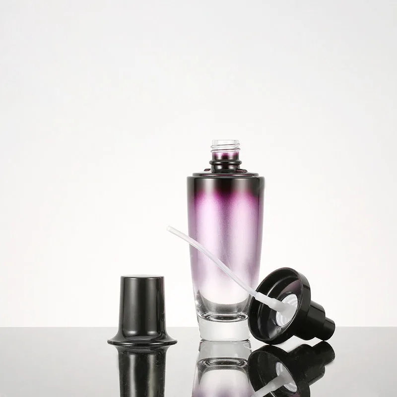 5pcs Refillable Glass bottles Cream lotion cosmetic container travel kits empty Purple bottle with Spray cap or Pump Cap 5