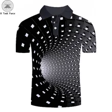 Новинка, футболка-поло с 3D принтом, с чистой геометрией, летняя модная одежда, футболки, Chemise Camisas для унисекс, для женщин, X Task Force