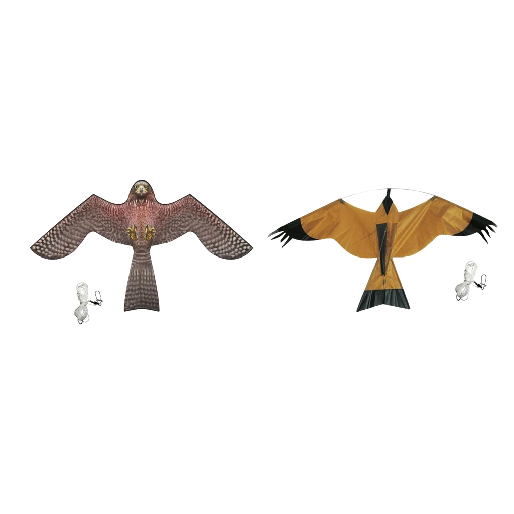 2Pcs Bird Scarer Repeller Flying Hawk Kite Kit for Garden Scarecrow Yard House Decoration