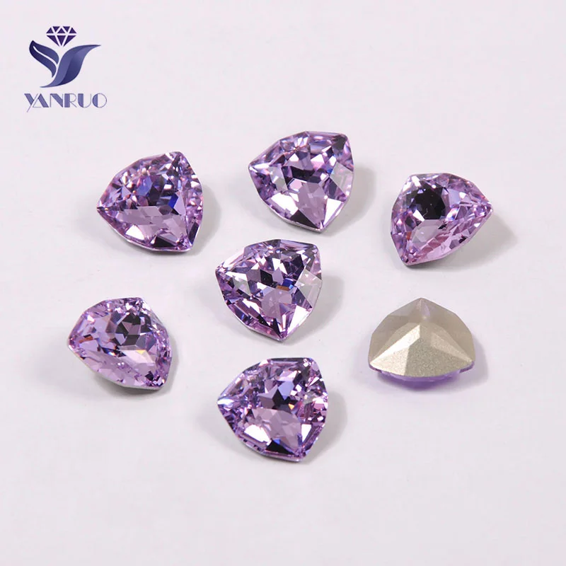 Violet Yanruo 4706 треугольный заостренный горный хрусталь стекло кристалл аппликация камни для одежды украшение обувь со стразами - Цвет: Violet