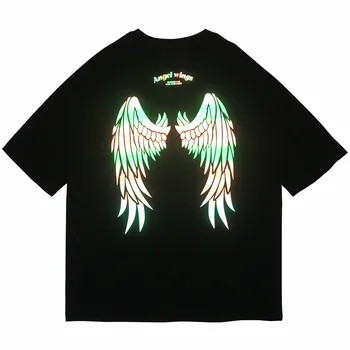 

2020 3M Reflective Angel Wings 3D Printed Cotton Short Sleeve T Shirt Streetwear Hip Hop Harajuku Rock Unisex Casual Tshirt