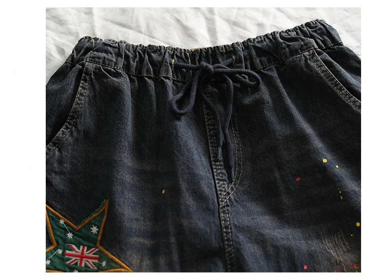 Max LuLu корейский модный бренд женские, повседневные, свободные джинсы женские Винтаж в стиле пэчворк джинсовые штаны рваные Эластичные штаны-шаровары