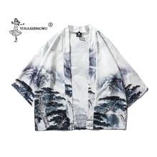 Женский Принт юката кимоно традиционное японское кимоно кардиган мужские кимоно косплей костюмы и кардиган рубашки пальто азиатская одежда