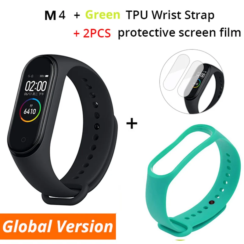 RGLM умный браслет умный трекер активности M4 умный браслет 4 фитнес-трекер для измерения сердечного ритма умные часы для мужчин и женщин - Цвет: Black ad Green strap