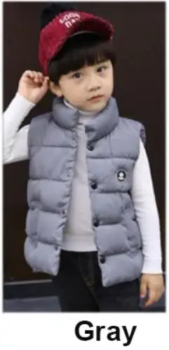 GRAY Mingzekids/жилет для маленьких мальчиков теплые зимние жилеты куртка с буквенным принтом для девочек; осенне-осенние детские плотные пальто с надписью детский жилет - Цвет: GRAY