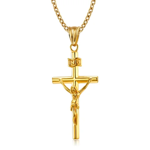 European And American Men And Women Christian Crucifixion Titanium Steel Cross Necklace Religious Pendant