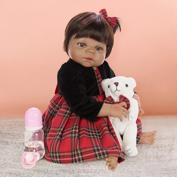 Bebé Reborn de Silicona, muñecas para niña, compañero de juegos, muñeca realista recién nacida, regalo de cumpleaños para niña de 55CM
