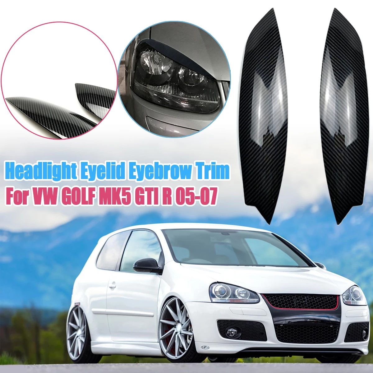 Пара налобных фар CarbonLook хромированная накладка на веки бровей для Volkswagen GOLF MK5 GTI R