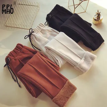 

Winter New High Waist Woolen Cotton Pants Korean Casual Carrot Thickening Feet Trousers 2019 Fashion Slim Large size Warm Pants