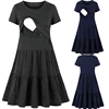 2021 New Women's Pregnancy Sleeveless Nursing Pleat Dress Maternity Dress Breastfeeding Clothes Knee Length Pregnancy Dresses 1
