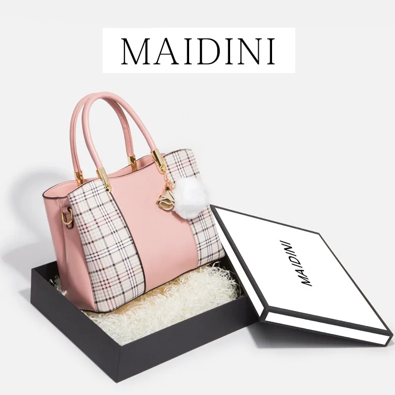 

PU Handbag 2019 Autumn And Winter New Style Pattern Contrast Color Saffiano Bag Korean-style Large Capacity Handbag Messenger Ba