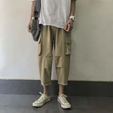 Новинка лета, Корейская версия, свободные рабочие мужские брюки в стиле Харадзюку с большим карманом, повседневные штаны в стиле хип-хоп