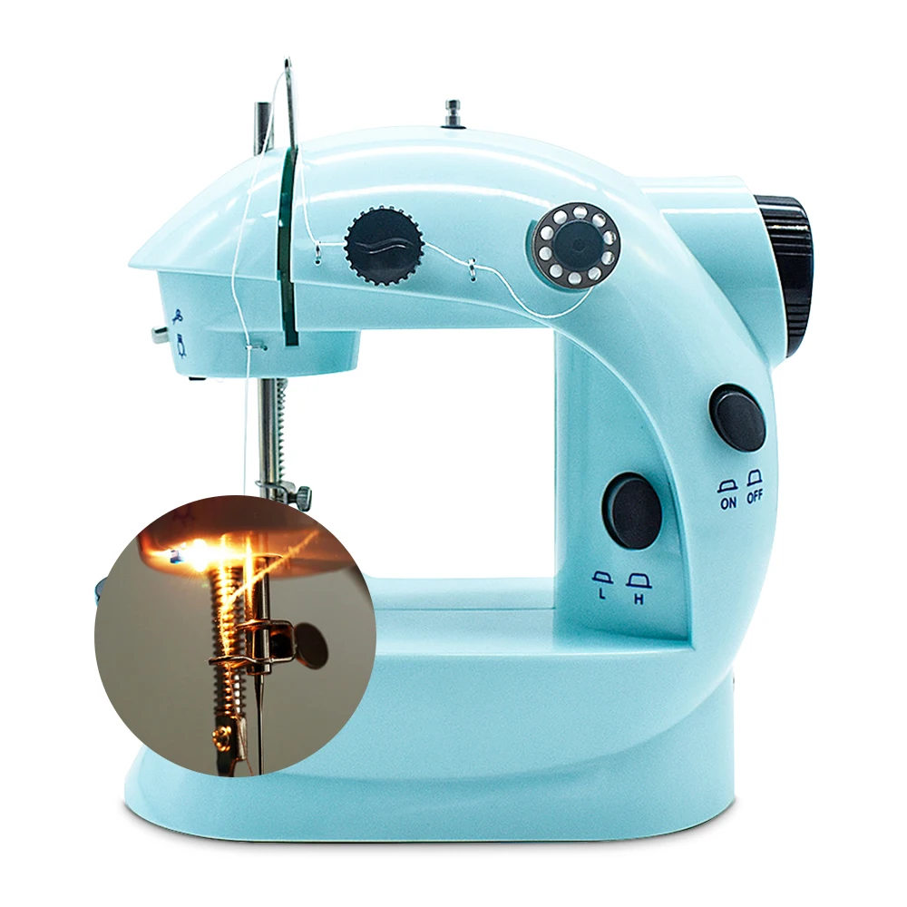 Hand Sewing Machine, Portable Ergonomic Design Blue Small Sewing Machine  DIY Crafts Multipurpose Accuracy for Home