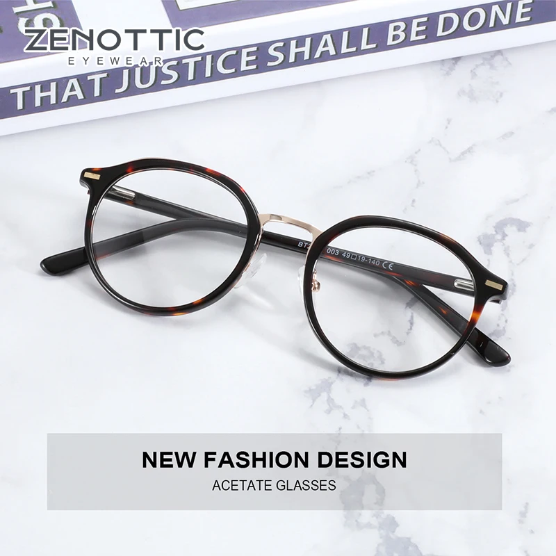 

ZENOTTIC Acetate Glasses Frames Vintage Round Eyeglasses Myopia Hyperopia Prescription Eyewear Anti Blue Light Lens