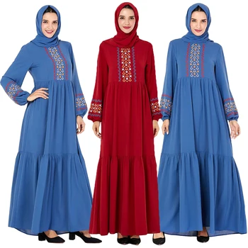 

Autumn Embroidery Abaya Muslim Women Long Sleeve Maxi Dress Robes Casual Islamic Kaftan Gown Draped Design Clothing Plus Size