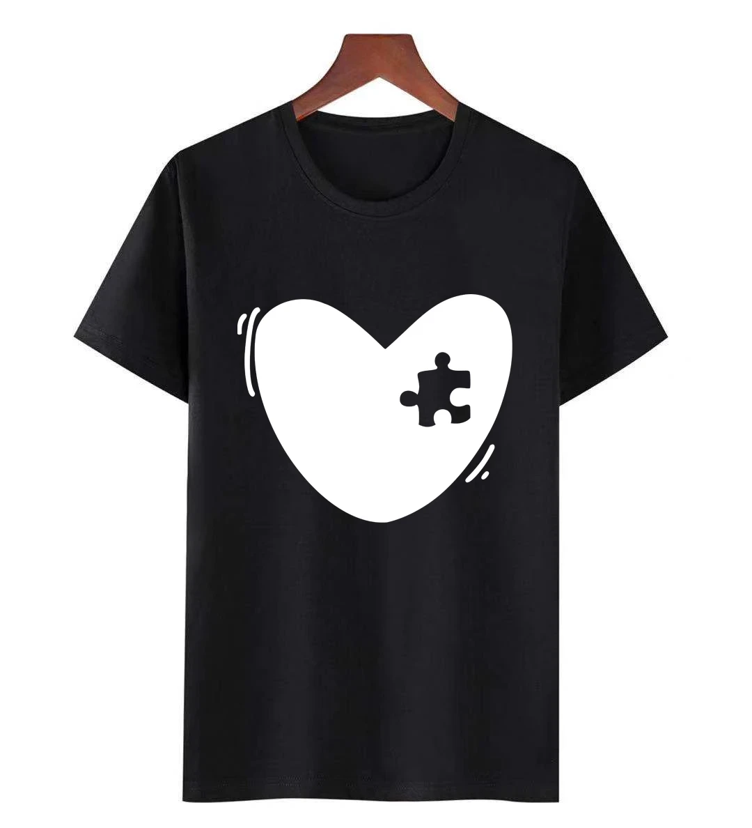 Funny Family Matching T-Shirt Mommy and Me Outfit Heart Puzzle Piece Mother and Daughter Son Tops Mama and Mini Baby Bodysuits 3
