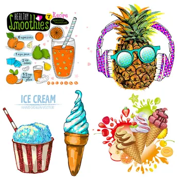 

ZOTOONE Ice cream oranges pineapples stickers for iron transfer clothes DIY accessory t-shirt dresses washable heat transfer H