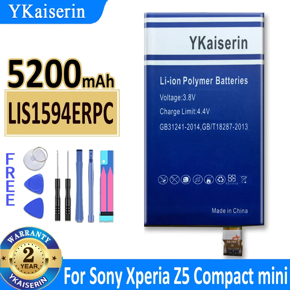 

5200mAh YKaiserin Battery LIS1594ERPC For SONY Xperia F5321 Z5C Z5 Mini E5823 Z5 Compact Genuine C6 F3216 F3215 F3216Xc Bateria