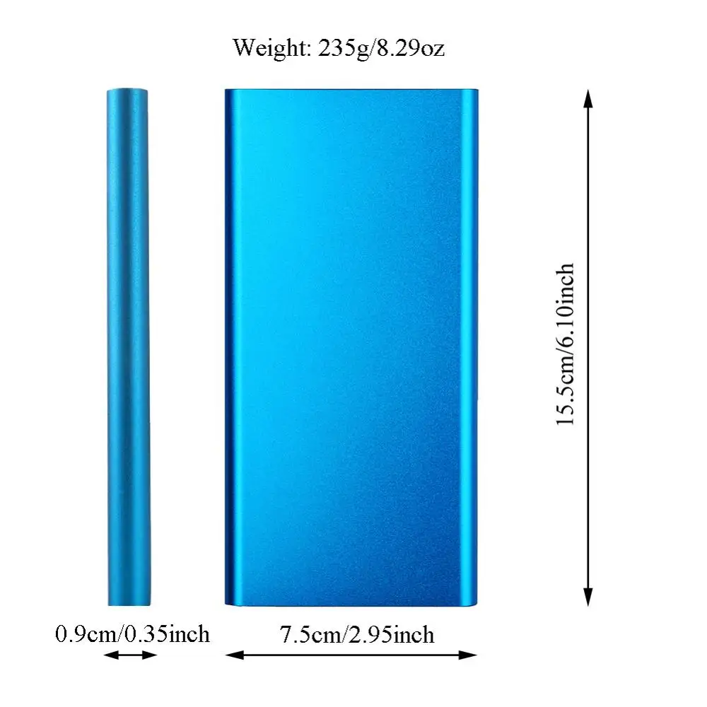 Портативное зарядное устройство NATTHSWE синего цвета для мобильных телефонов, 8000 мА/ч, ультра высокая емкость, внешний аккумулятор, внешний аккумулятор, совместимый с телефонами и планшетами