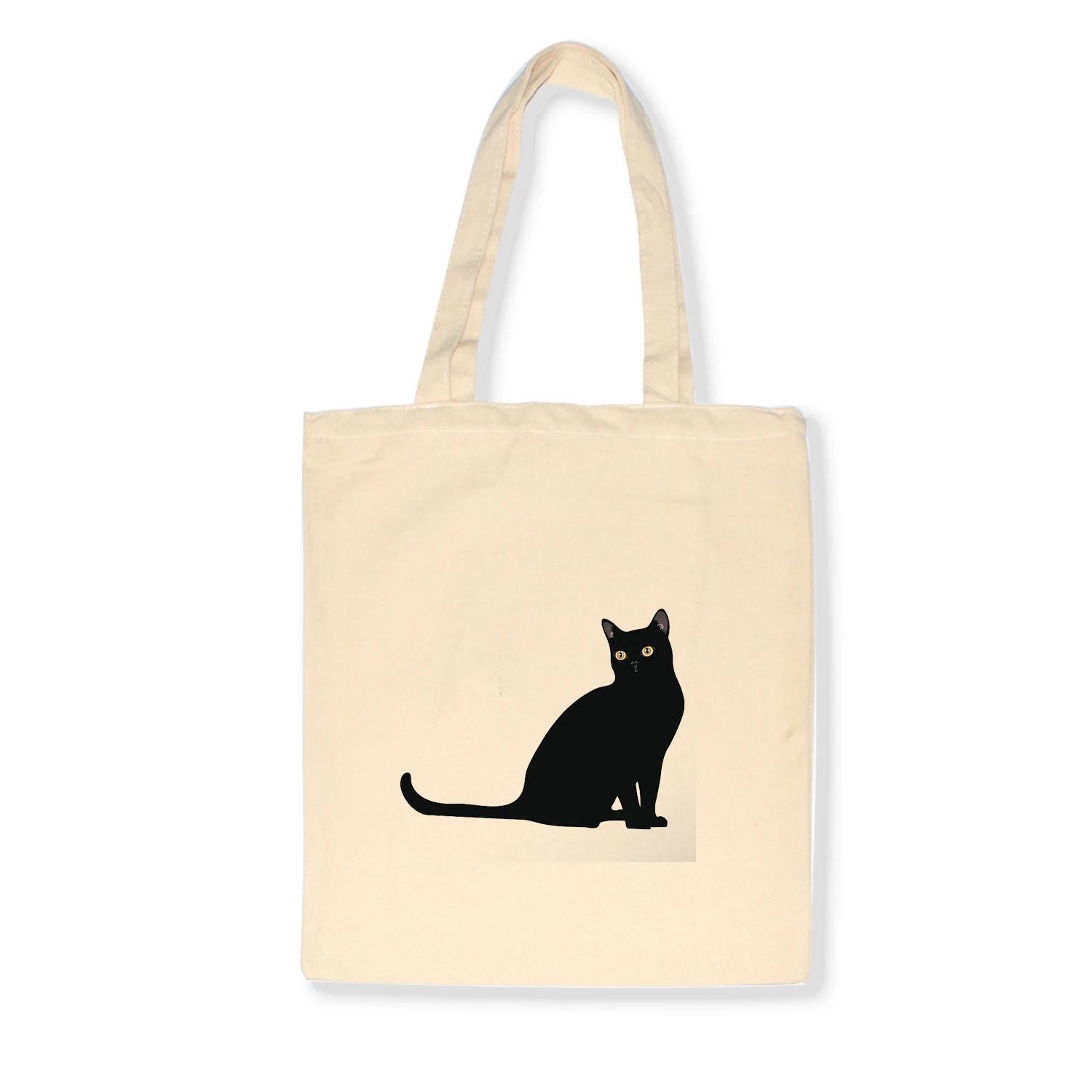 Парусиновые сумки на плечо с надписью «I'm A Cat» и изображением кота, хозяйственная сумка, эко-сумка для покупок, модная повседневная Складная Большая Сумка - Цвет: A178BEIGE
