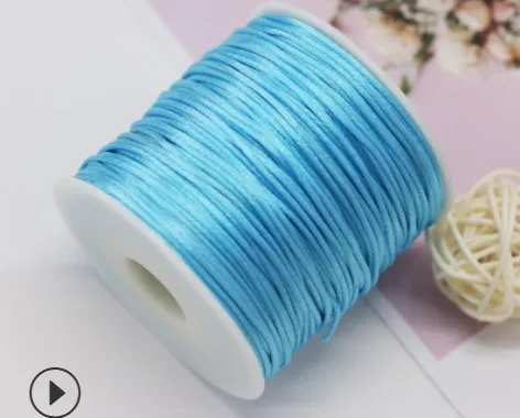 50Meters X 1MM Chinese Knot Rattail Satin Cord for Braided Macrame String Jewelry Findings Beading Rope 34 Colours 