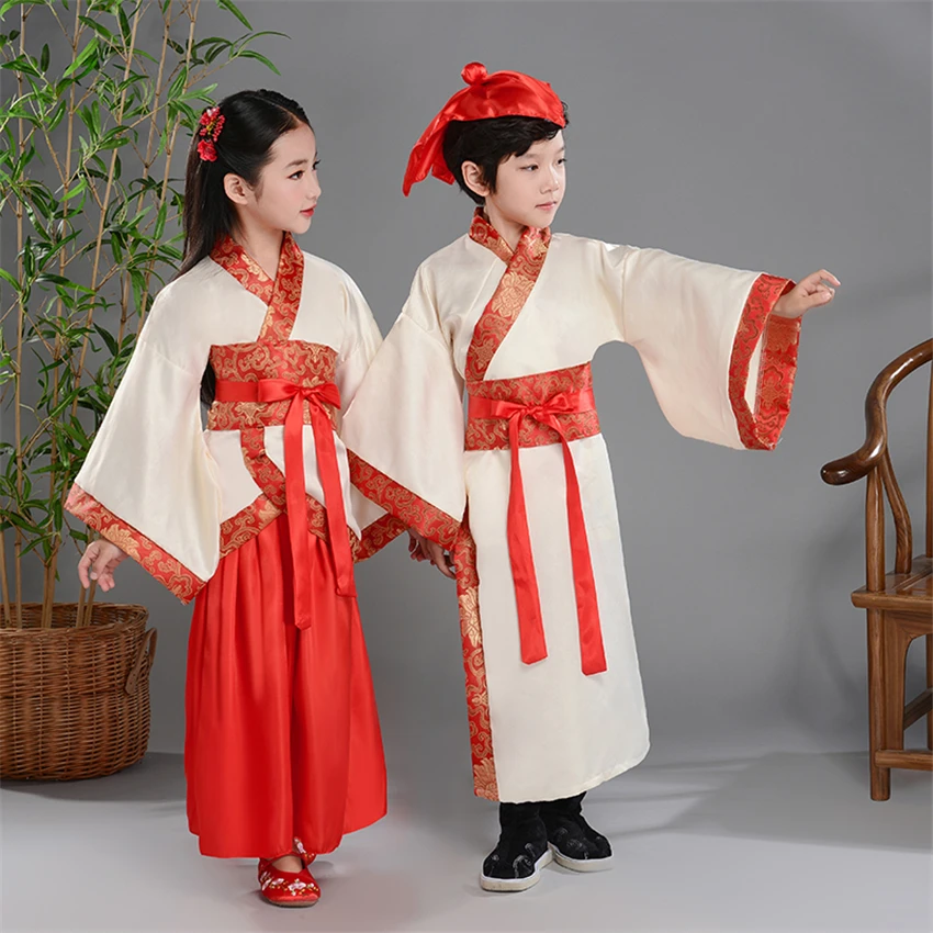 Детские китайские древние костюмы Hanfu народное танцевальное платье для сцены