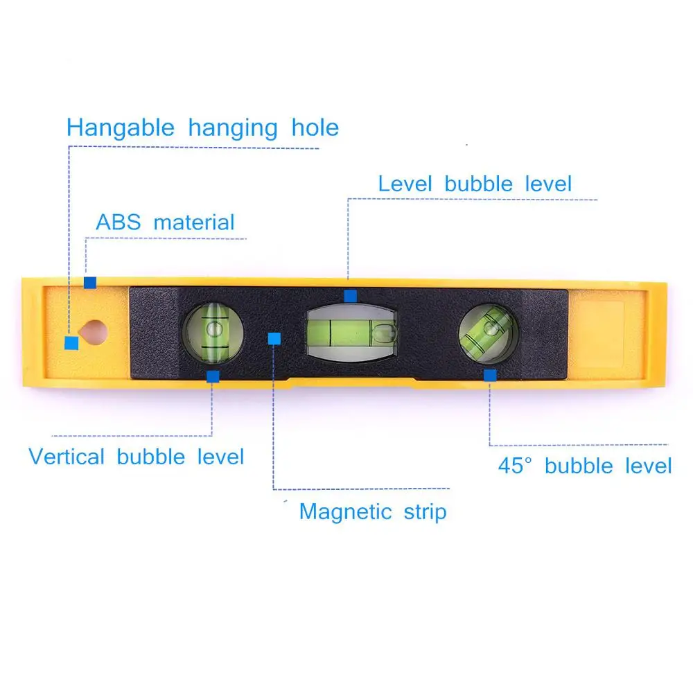 

Level Ruler Length 23cm ABS Shell 3 Bubble Lever High Accurate Measurement Mini Spirit Level For Woodworking