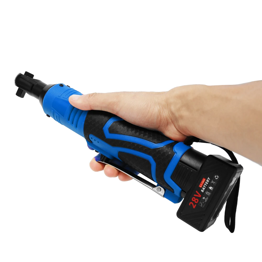 

28V 7800mAh 1 Lithium-Ion Cordless Rechargeable Electric Wrench 3/8 Inch Right Angle Electric Ratchet Wrenches with LED Light