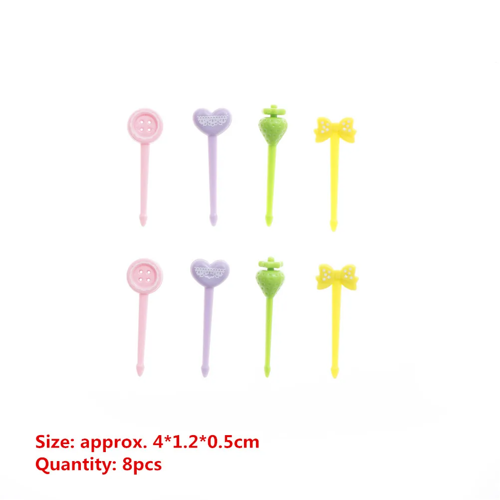 4 Cocktail forks Wedding Festival Decoration Finger Plastic tie knot Bamboo Food Picks fruit fork Sticks Buffet Cupcake Toppers - Цвет: 4