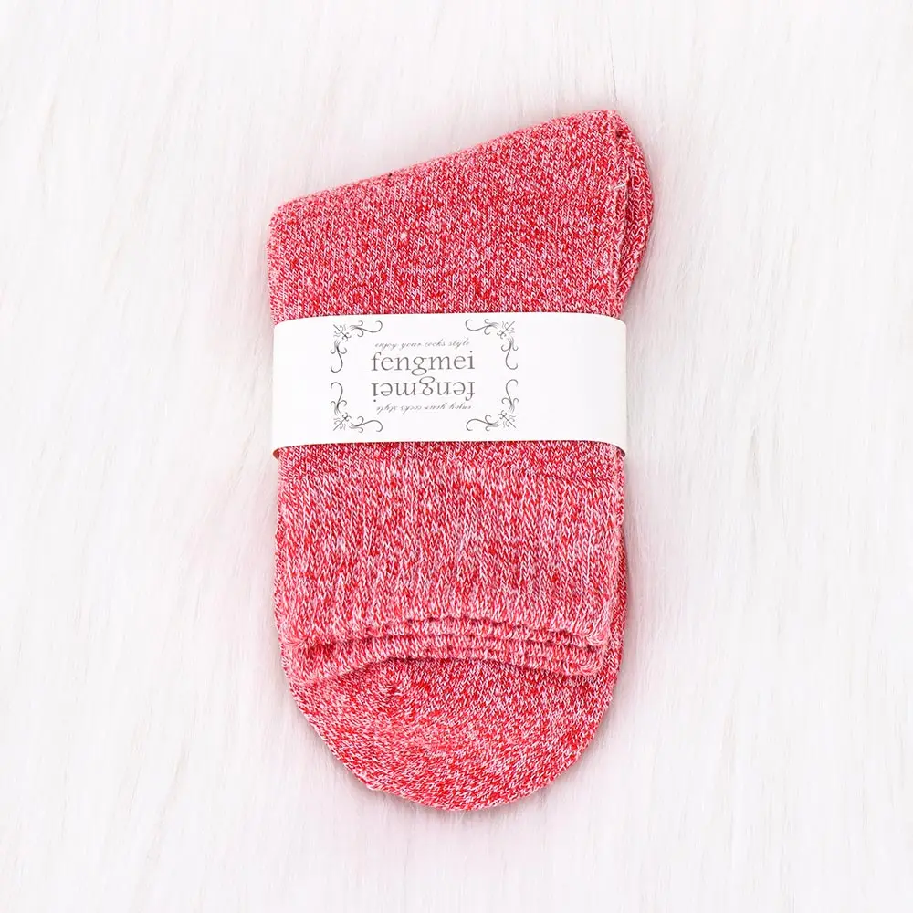 Rose Red 1 пара зимних чулочно-носочных изделий Wamer из кашемира для женщин, теплые шерстяные кашемировые зимние носки, бесшовные махровые сапоги, носки для сна - Цвет: Rose Red