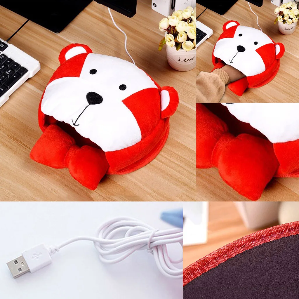 Мультяшные животные Usb с подогревом милый коврик для мыши мышь грелка для рук теплая зима для подарка коврик для мыши USB порт с защитой запястья
