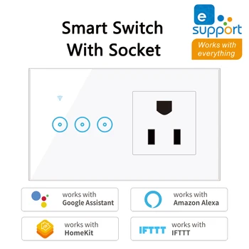 

US Standard Wifi Light Switch Wall Touch Switches Smart Life APP Remote Control Socket Compatible With Alexa IFTTT 1/2/3 Gang