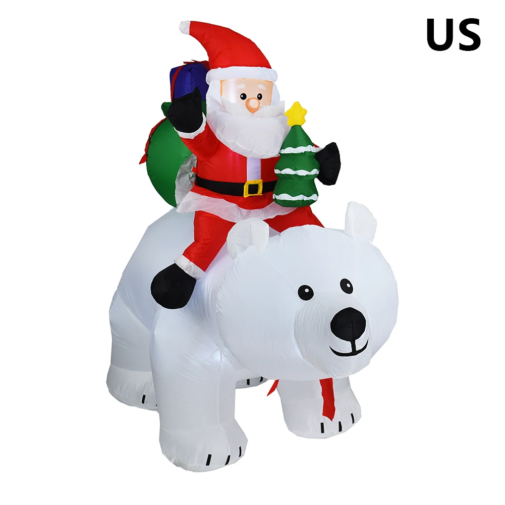 Надувной Санта Клаус езда полярный медведь светодиодный светильник гигантская переноска надувная кукла Подарочная сумка для сада двора Рождественское украшение - Цвет: US