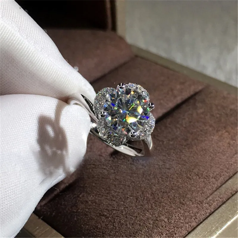 Blaike 925 пробы серебряные заполненные кольца для женщин цветок циркон кольцо Свадебные обручальные ювелирные Кольца Подарочные