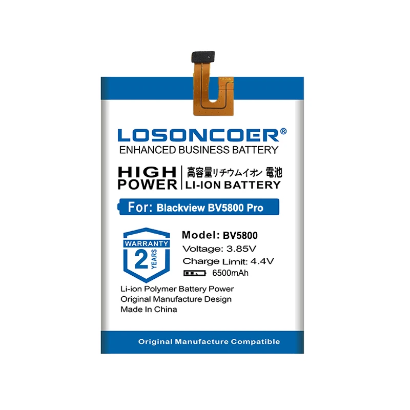 LOSONCOER 6500 мАч V685780P Аккумулятор для Blackview BV5800 Аккумулятор для Blackview BV5800 Pro Высококачественный аккумулятор для мобильного телефона