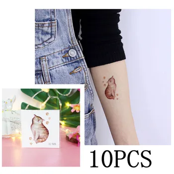 

RocooArt 10PCS Stationery Stickers Cute Cat dog Sticky Paper Tatouage Diary tattoo sticker For Decoration Diary Scrapbooking