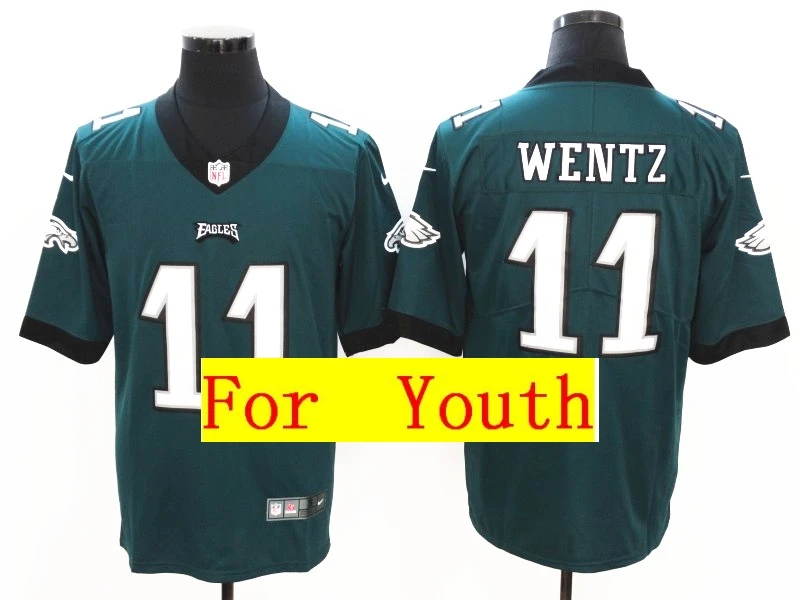 Youth Philadelphia Carson Wentz Brian Dawkins Nick Foles Fletcher Cox Vapor Untouchable Limited Jersey - Цвет: Черный
