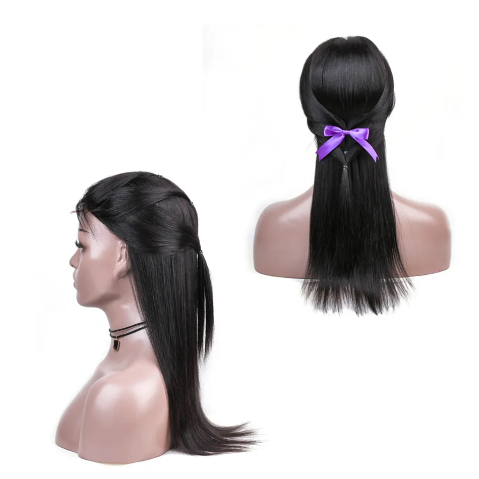 Ceny SYK włosów brazylijski proste włosy ludzkie peruki 4*4 zamknięcie koronki peruka dla czarnych kobiet Non Remy Natural Color 10 \